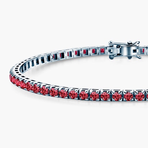 Bransoletka tenisowa Luminy 3,0mm: białe złoto, rubiny